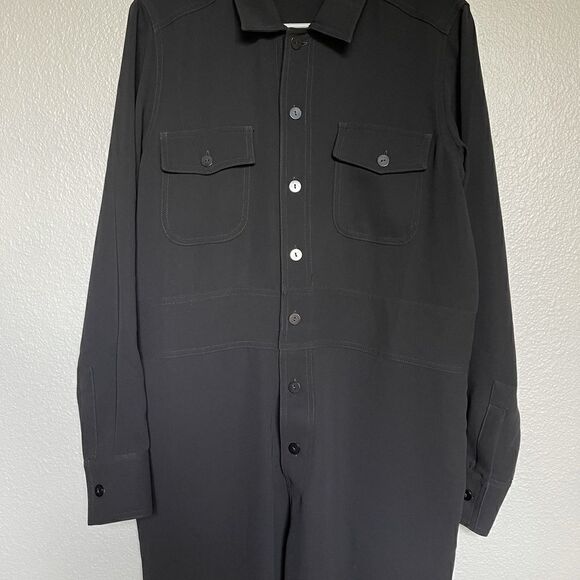 Women’s White Story Button Down Black Minimalist Jumpsuit Romper Sz M - Picture 10 of 10